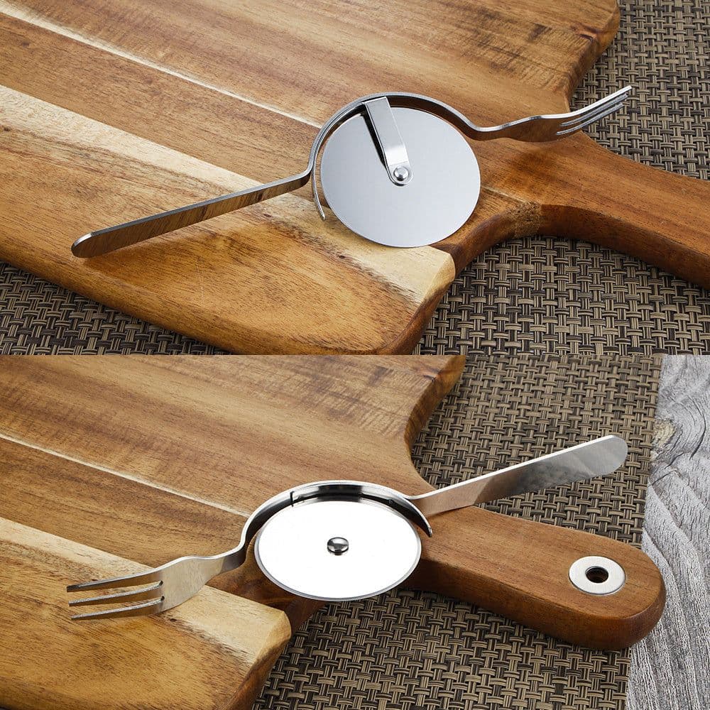 image-Stainless Steel Cake Cutter with Knife and Fork