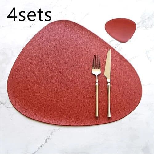 image-Table Mat Table Mat Placemat Table Mat Heat Insulation PU Leather Placemats Coaster Bowl Kitchen Non-slip