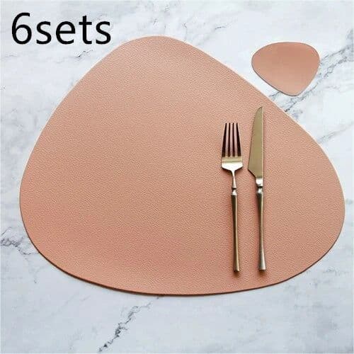 image-Table Mat Table Mat Placemat Table Mat Heat Insulation PU Leather Placemats Coaster Bowl Kitchen Non-slip