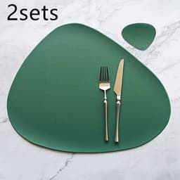 image-Table Mat Table Mat Placemat Table Mat Heat Insulation PU Leather Placemats Coaster Bowl Kitchen Non-slip