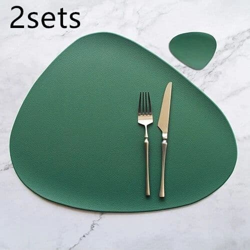 image-Table Mat Table Mat Placemat Table Mat Heat Insulation PU Leather Placemats Coaster Bowl Kitchen Non-slip