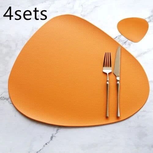 image-Table Mat Table Mat Placemat Table Mat Heat Insulation PU Leather Placemats Coaster Bowl Kitchen Non-slip