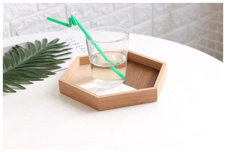 image-wooden tray wooden plate hexagon