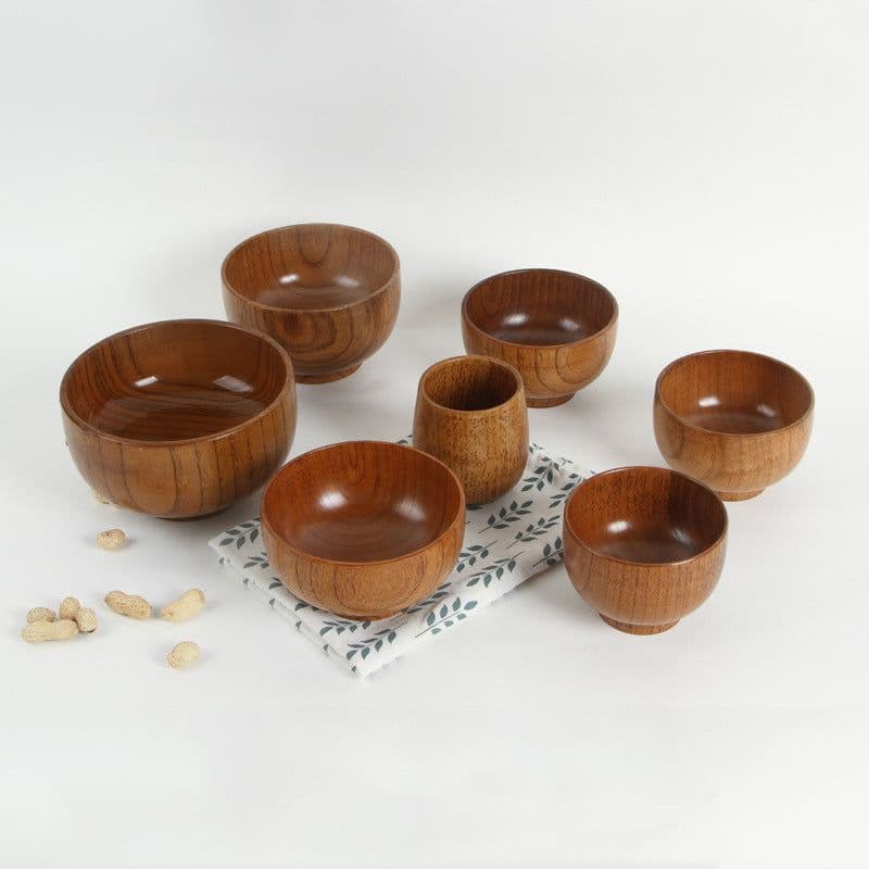 image-Japanese style natural jujube wooden bowl