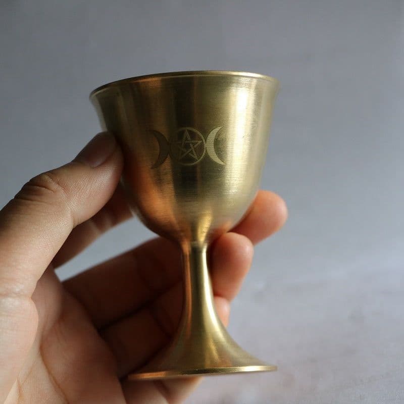 image-Pure copper holy grail brass cup fortune teller tarot card