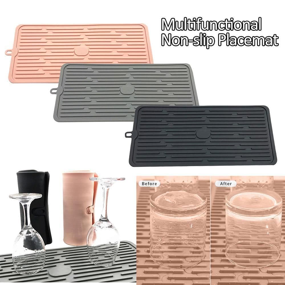 image-Foldable Silicone Drain Pad Non-slip Drain Drying Flume Draining Mat Non-slip Placemat For Kitchen Accessories