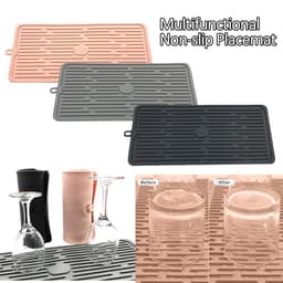 image-Foldable Silicone Drain Pad Non-slip Drain Drying Flume Draining Mat Non-slip Placemat For Kitchen Accessories