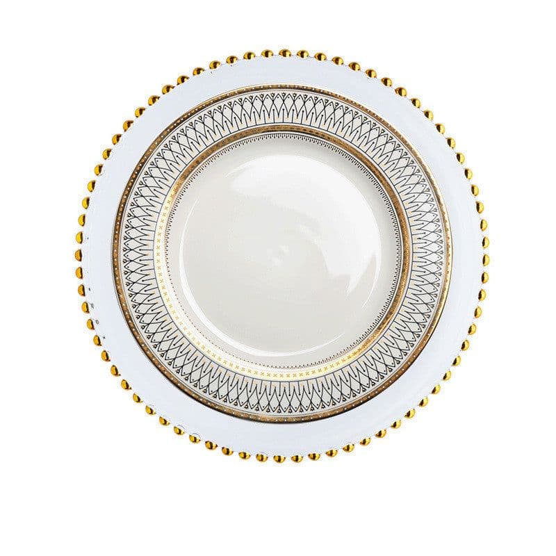 image-European-style plate Wobble plate plate Gold plated plate Glass beads Dot plate ceramic