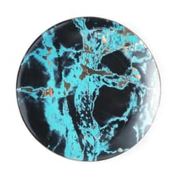 image-Light luxury golden rim marbled plate, salad dessert breakfast plate, round plate