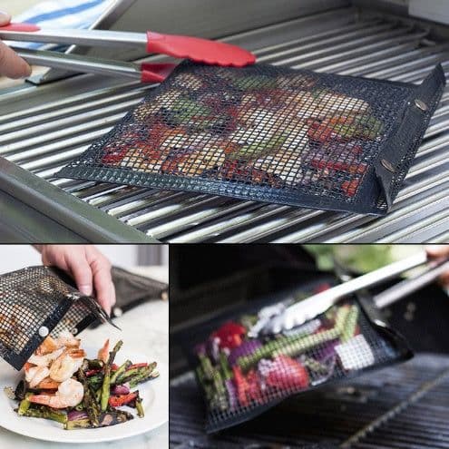 image-Grill Mesh Bag Non-stick Grid Mat BBQ Grill Bag Vegetable Grill High Temperature Resistant Reusable Grill Mat