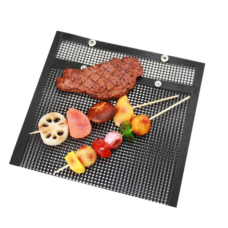 image-Grill Mesh Bag Non-stick Grid Mat BBQ Grill Bag Vegetable Grill High Temperature Resistant Reusable Grill Mat
