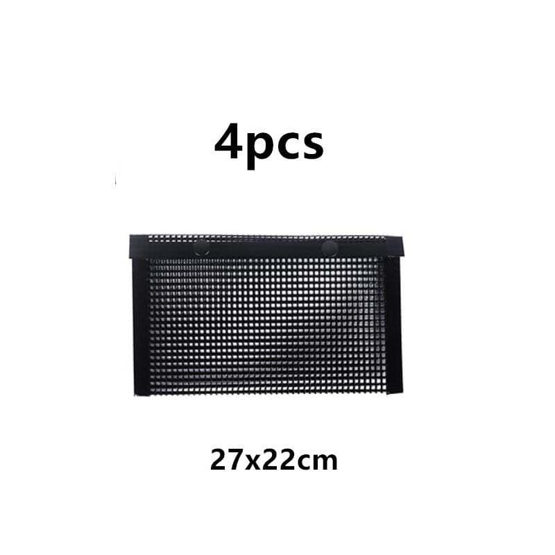 image-Grill Mesh Bag Non-stick Grid Mat BBQ Grill Bag Vegetable Grill High Temperature Resistant Reusable Grill Mat