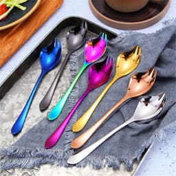 image-Creative 304 Stainless Steel Salad Fork Spoon Pasta Forks Tableware Set Dinnerware Sets Rose Gold Silver Black Cutleries 1PCS