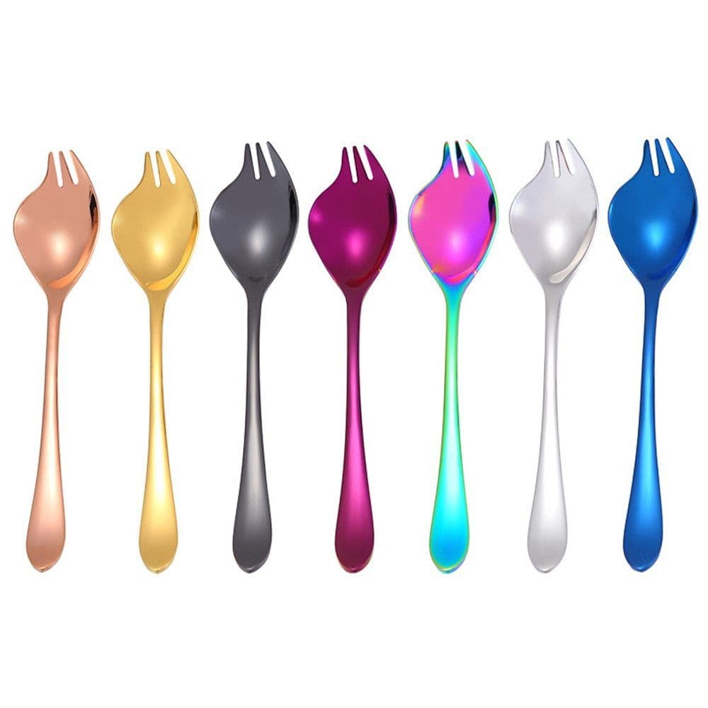 image-Creative 304 Stainless Steel Salad Fork Spoon Pasta Forks Tableware Set Dinnerware Sets Rose Gold Silver Black Cutleries 1PCS