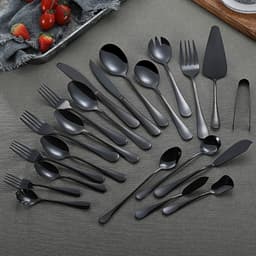 image-Stainless Steel Cutlery Set Titanium-Plated Black Four-Piece Cutlery