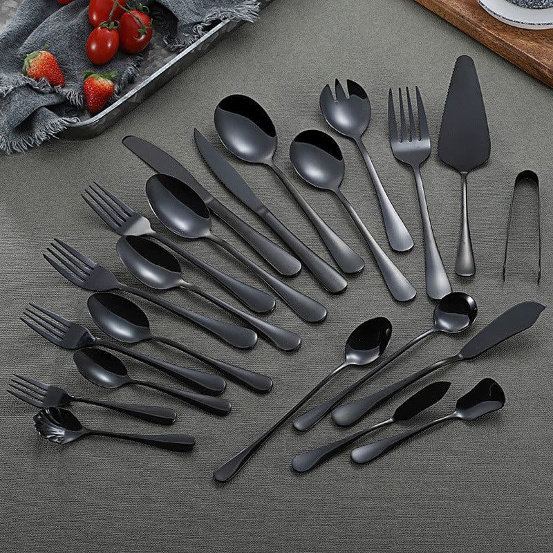 image-Stainless Steel Cutlery Set Titanium-Plated Black Four-Piece Cutlery