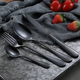 image-Stainless Steel Cutlery Set Titanium-Plated Black Four-Piece Cutlery