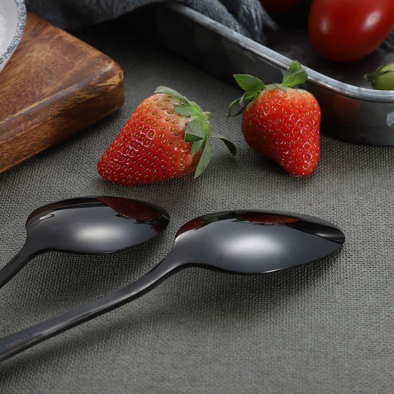 image-Stainless Steel Cutlery Set Titanium-Plated Black Four-Piece Cutlery