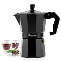 image-Stovetop Espresso Maker Espresso Cup Moka Pot Classic Cafe Maker Percolator Coffee Maker Italian Espresso for Gas or Electric Aluminum Black Gift package with 2 cups Amazon Platform Banned