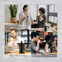 image-Stovetop Espresso Maker Espresso Cup Moka Pot Classic Cafe Maker Percolator Coffee Maker Italian Espresso for Gas or Electric Aluminum Black Gift package with 2 cups Amazon Platform Banned
