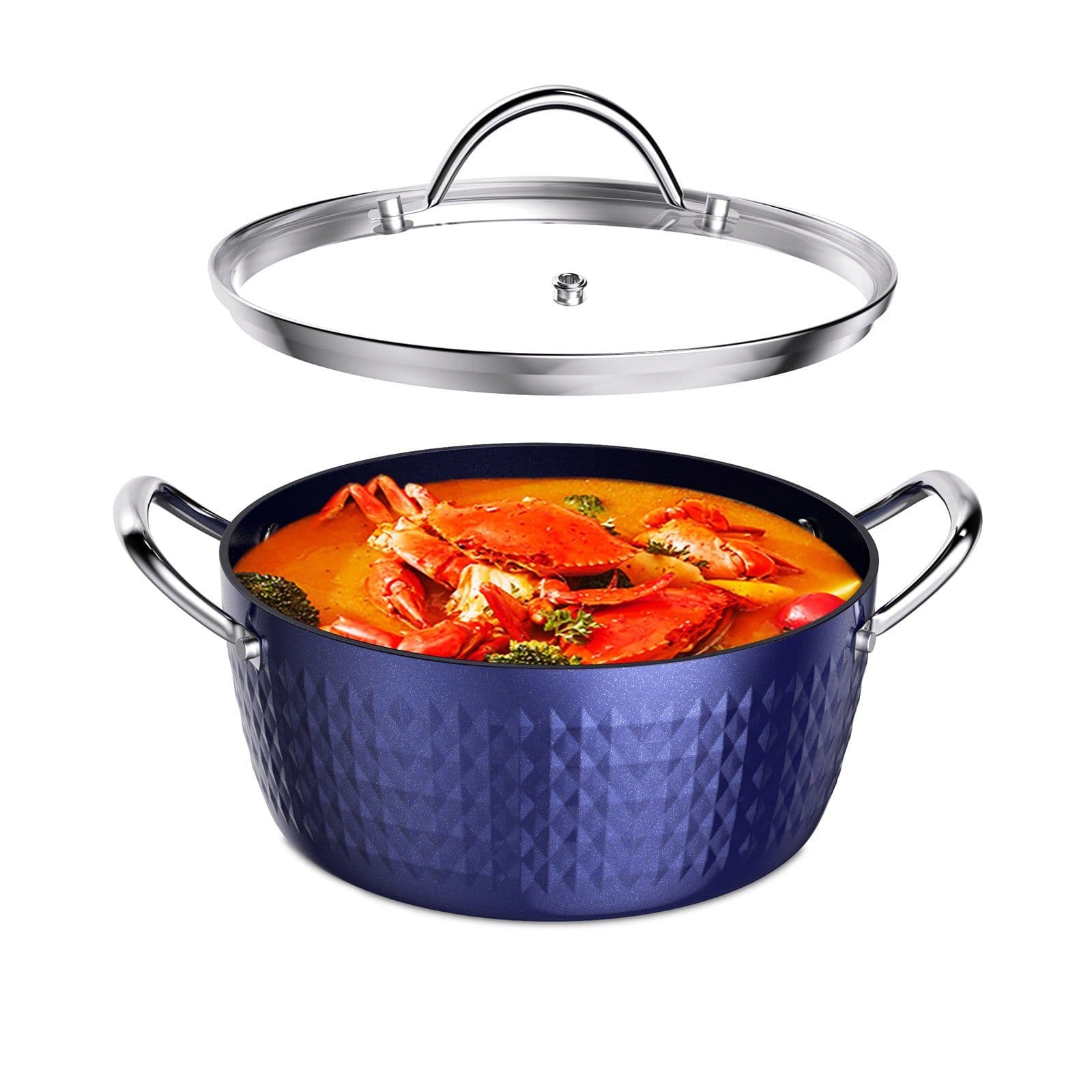 image-Casserole Dish, Induction Saucepan With Lid, 24cm 2.2L Stock Pots Non Stick Saucepan, Aluminum Ceramic Coating Cooking Pot Free, Suitable For All Hobs Types, Amazon Banned