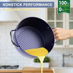 image-Casserole Dish, Induction Saucepan With Lid, 24cm 2.2L Stock Pots Non Stick Saucepan, Aluminum Ceramic Coating Cooking Pot Free, Suitable For All Hobs Types, Amazon Banned