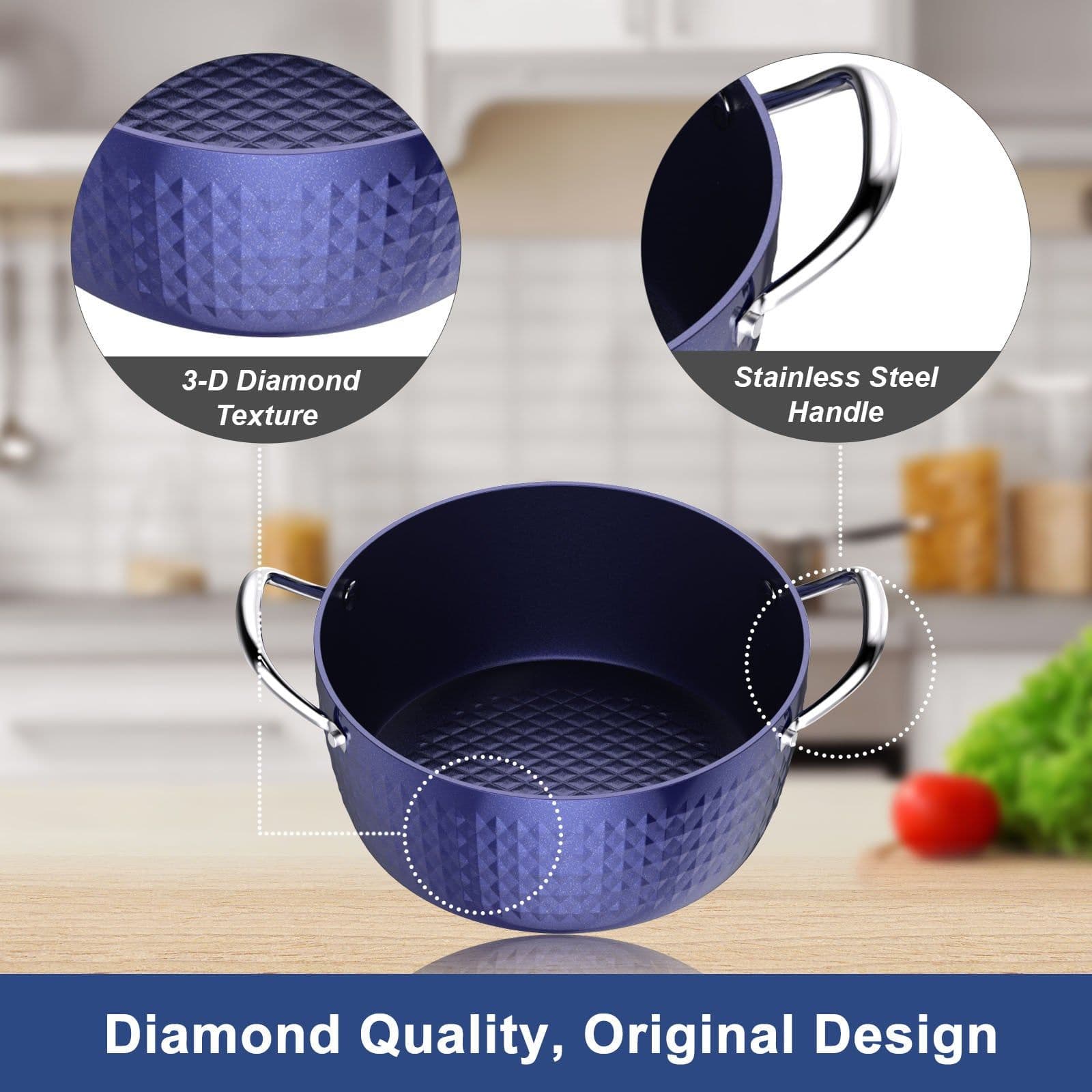 image-Casserole Dish, Induction Saucepan With Lid, 24cm 2.2L Stock Pots Non Stick Saucepan, Aluminum Ceramic Coating Cooking Pot Free, Suitable For All Hobs Types, Amazon Banned