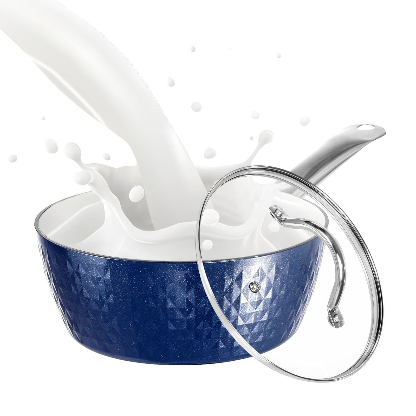 image-Induction Saucepan With Lid, 18cm 1.5L Milk Pan Non Stick Saucepan, Aluminum Ceramic Coating Cooking Pot - PFOA Free With Stainless Steel Handle, Suitable For All Hobs Types, Amazon Banned