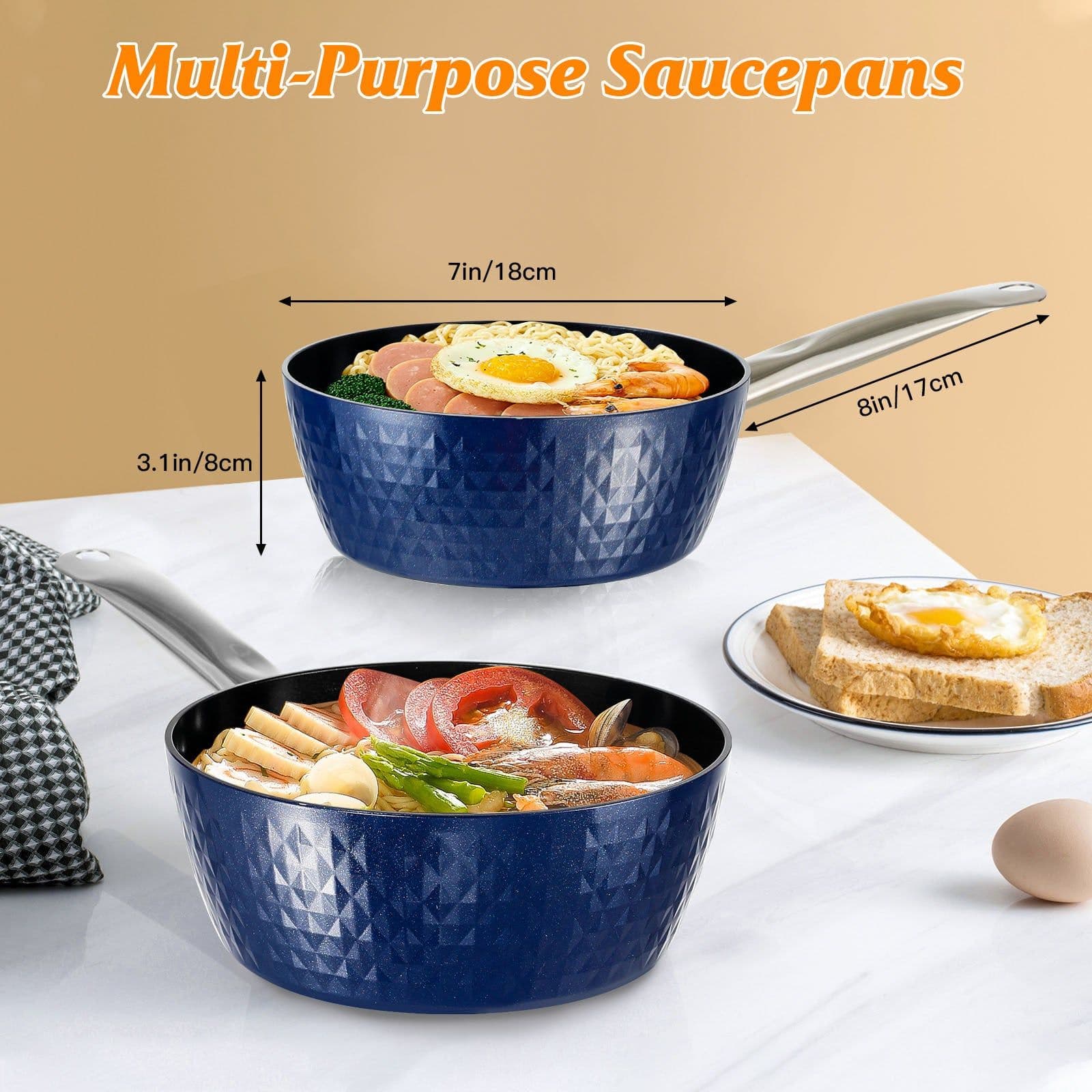 image-Induction Saucepan With Lid, 18cm 1.5L Milk Pan Non Stick Saucepan, Aluminum Ceramic Coating Cooking Pot - PFOA Free With Stainless Steel Handle, Suitable For All Hobs Types, Amazon Banned