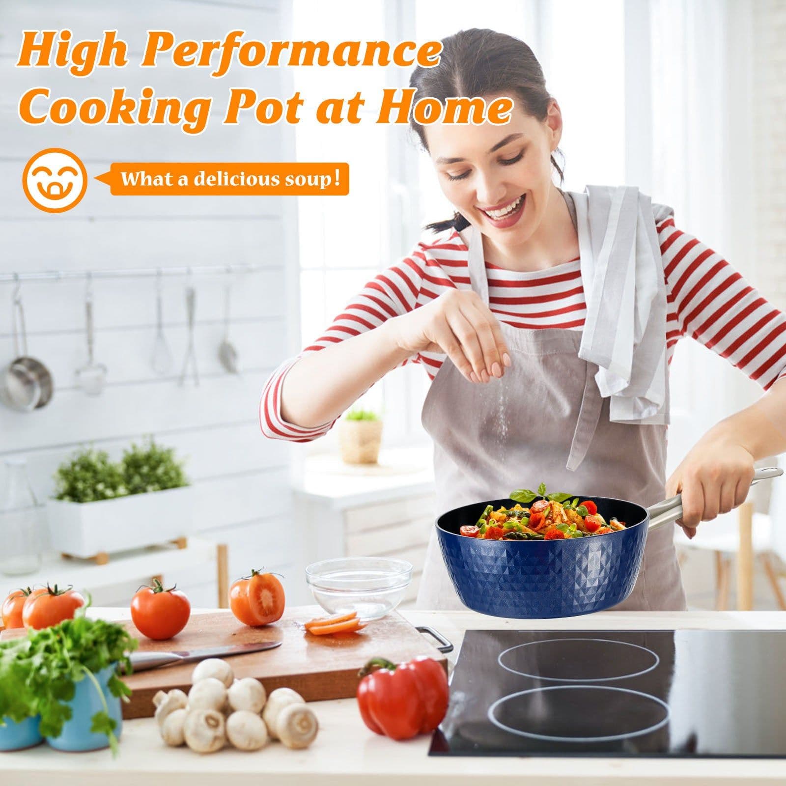 image-Induction Saucepan With Lid, 20cm 1.8L Milk Pan Non Stick Saucepan, Aluminum Ceramic Coating Cooking Pot - PFOA Free With Stainless Steel Handle, Suitable For All Hobs Types, Amazon Banned
