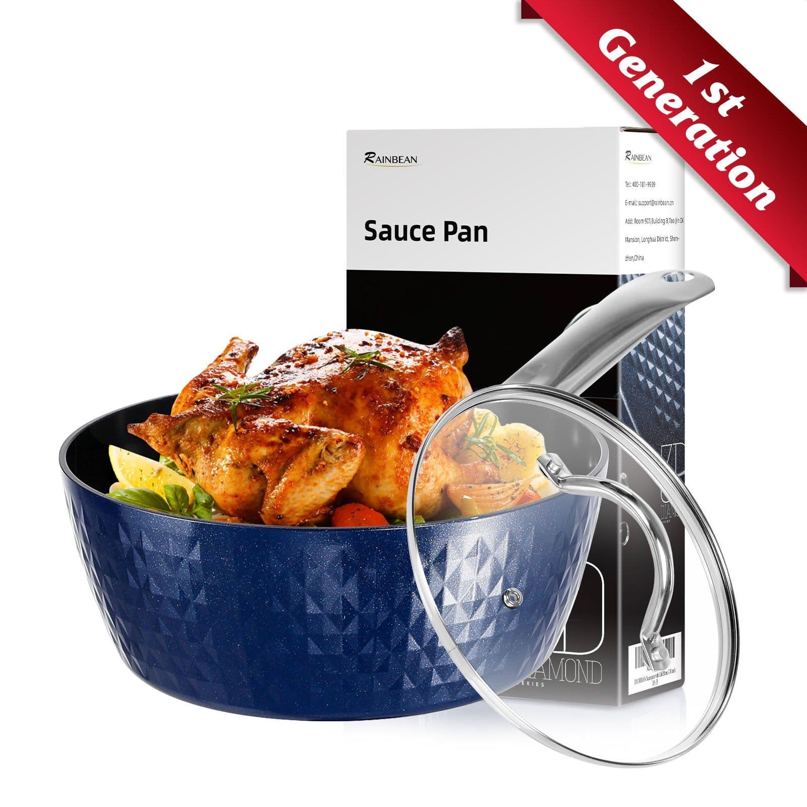 image-Induction Saucepan With Lid, 20cm 1.8L Milk Pan Non Stick Saucepan, Aluminum Ceramic Coating Cooking Pot - PFOA Free With Stainless Steel Handle, Suitable For All Hobs Types, Amazon Banned