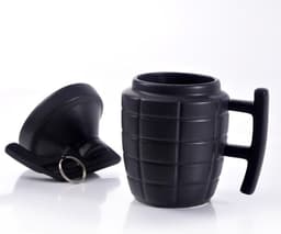 image-New Style Grenade Ceramic Mug With Lid Military Grenade Weapon Shape Coffee Mug