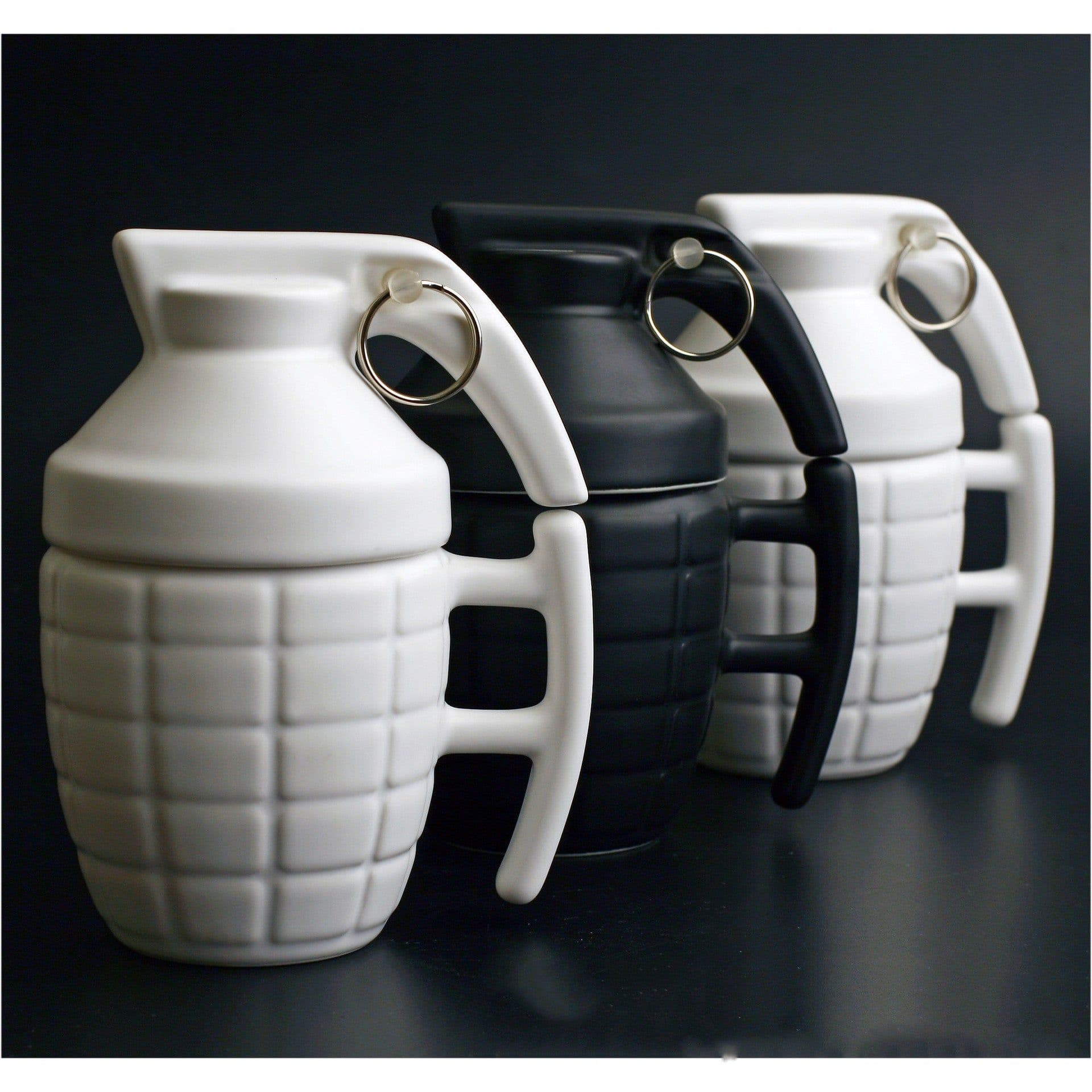 image-New Style Grenade Ceramic Mug With Lid Military Grenade Weapon Shape Coffee Mug