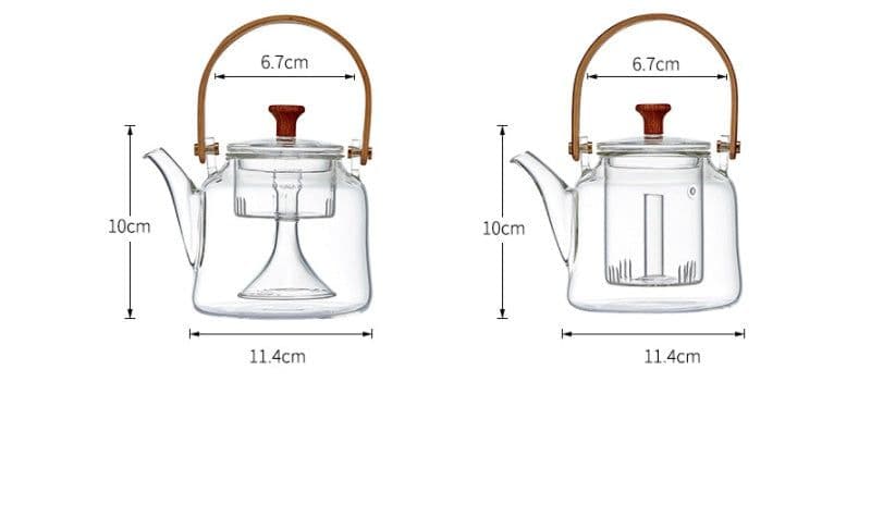 image-Japanese Style Glass Bamboo Handle Teapot Kettle