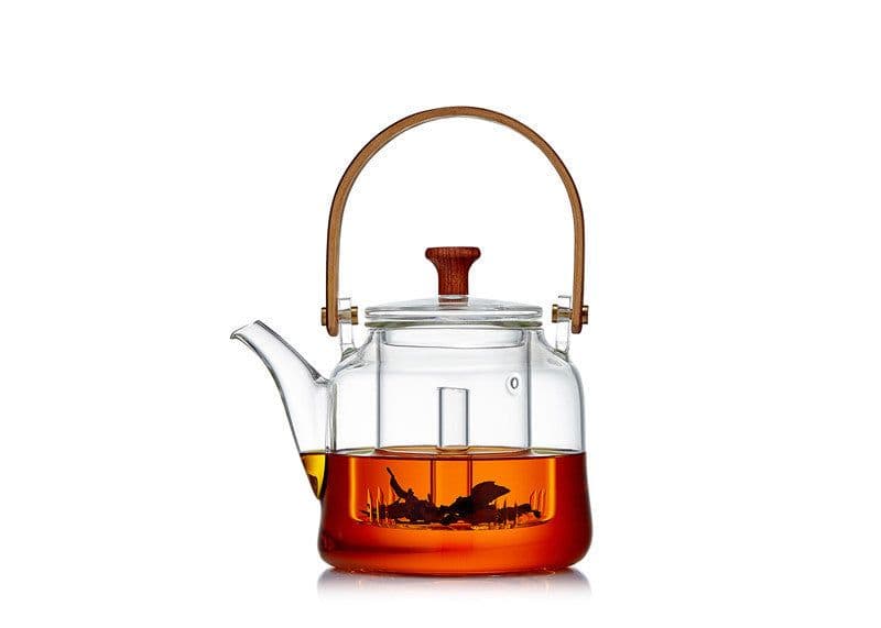 image-Japanese Style Glass Bamboo Handle Teapot Kettle