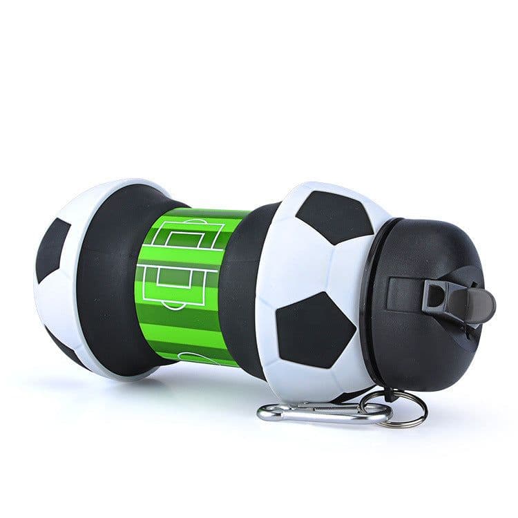 image-Football Soccer Silicone Water Bottle with Straw Foldable Collapsible Travel Non-toxic Bottles Innovating Camping