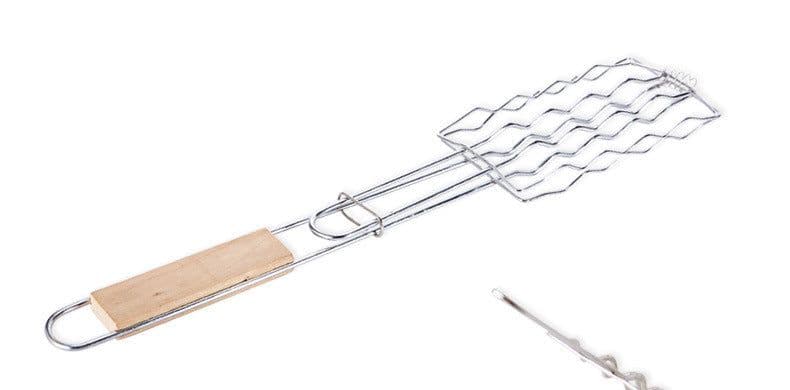 image-Outdoor Grilling Accessories Barbecue Tools Wooden Handle Sausage Clip Barbecue Clip Vegetable Clip Barbecue Rack