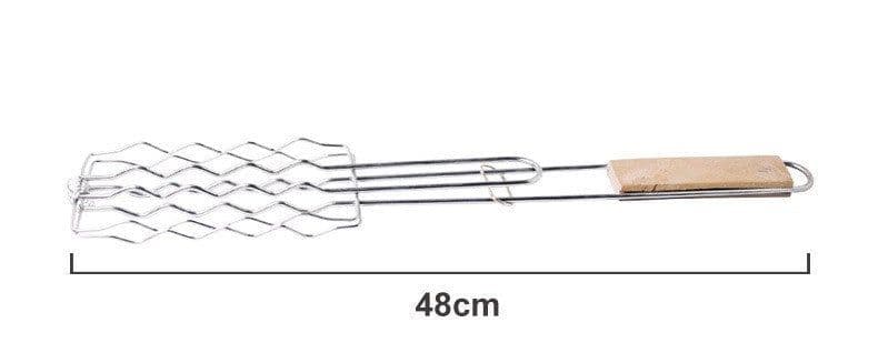 image-Outdoor Grilling Accessories Barbecue Tools Wooden Handle Sausage Clip Barbecue Clip Vegetable Clip Barbecue Rack