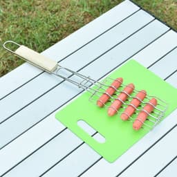 image-Outdoor Grilling Accessories Barbecue Tools Wooden Handle Sausage Clip Barbecue Clip Vegetable Clip Barbecue Rack