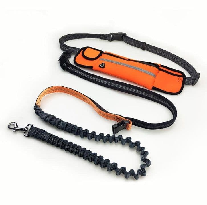 image-Hands-Free Dog Running Leash with Waist Pocket Adjustable Belt Shock Absorbing Bungee
