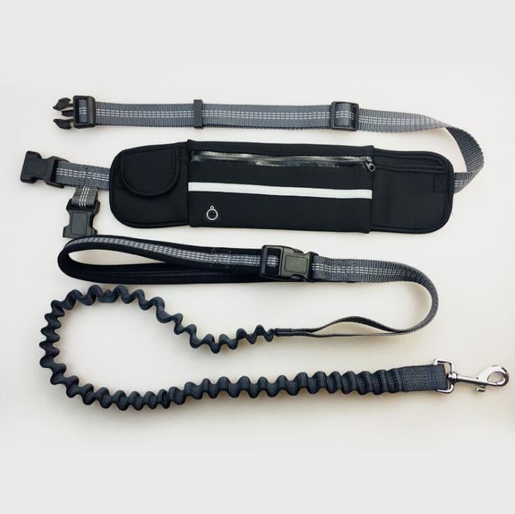 image-Hands-Free Dog Running Leash with Waist Pocket Adjustable Belt Shock Absorbing Bungee