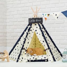 image-Portable Washable Pet Tent Dog Bed Cat Toy House