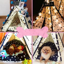 image-Portable Washable Pet Tent Dog Bed Cat Toy House
