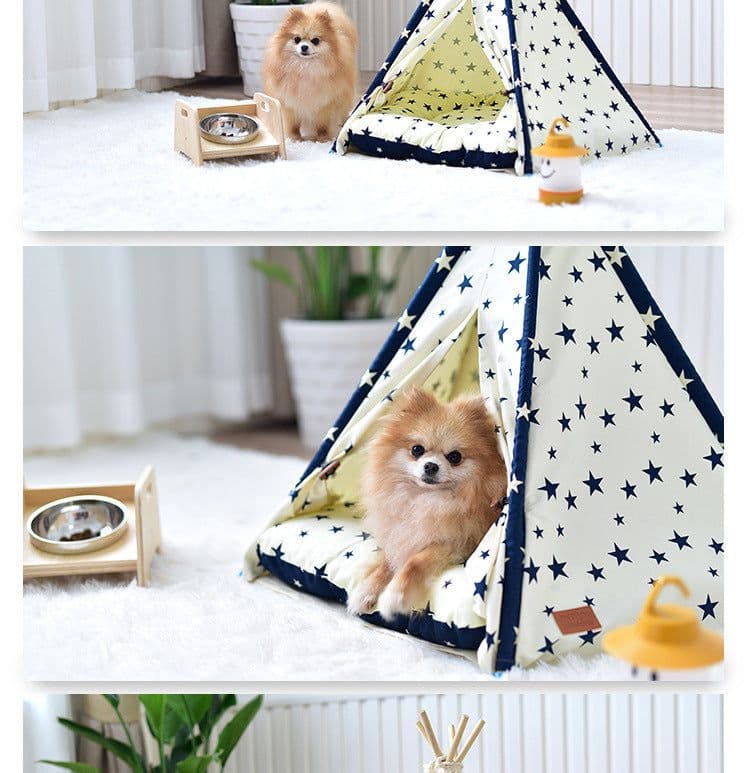 image-Portable Washable Pet Tent Dog Bed Cat Toy House