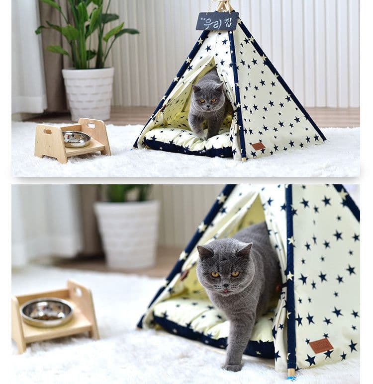 image-Portable Washable Pet Tent Dog Bed Cat Toy House