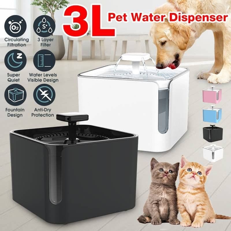 image-3L USB Automatic Pet Cat Dog Feeder Drinking Fountain Cats Water Fountain 360 Degree Circulating Filtration Water Dispenser Pond