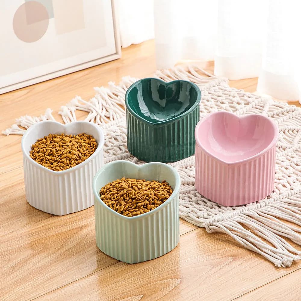 image-Pet Ceramic Bowl With Inclined Mouth Practical Durable Daily Indoor Pet Products