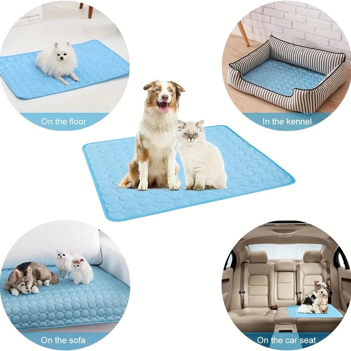 image-Dog Cooling Mat Cooling Pad For Pets Chilly Pad For Kennels, Crates, Cars, Indoor & Outdoor Ice Silk Mat Cooling Blanket Cushion Non-Toxic Breathable Sleep Bed Beach