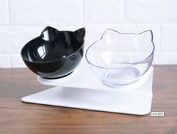 image-New Inclined Food Cat Ear Oblique Mouth Transparent Single Pet Bowl