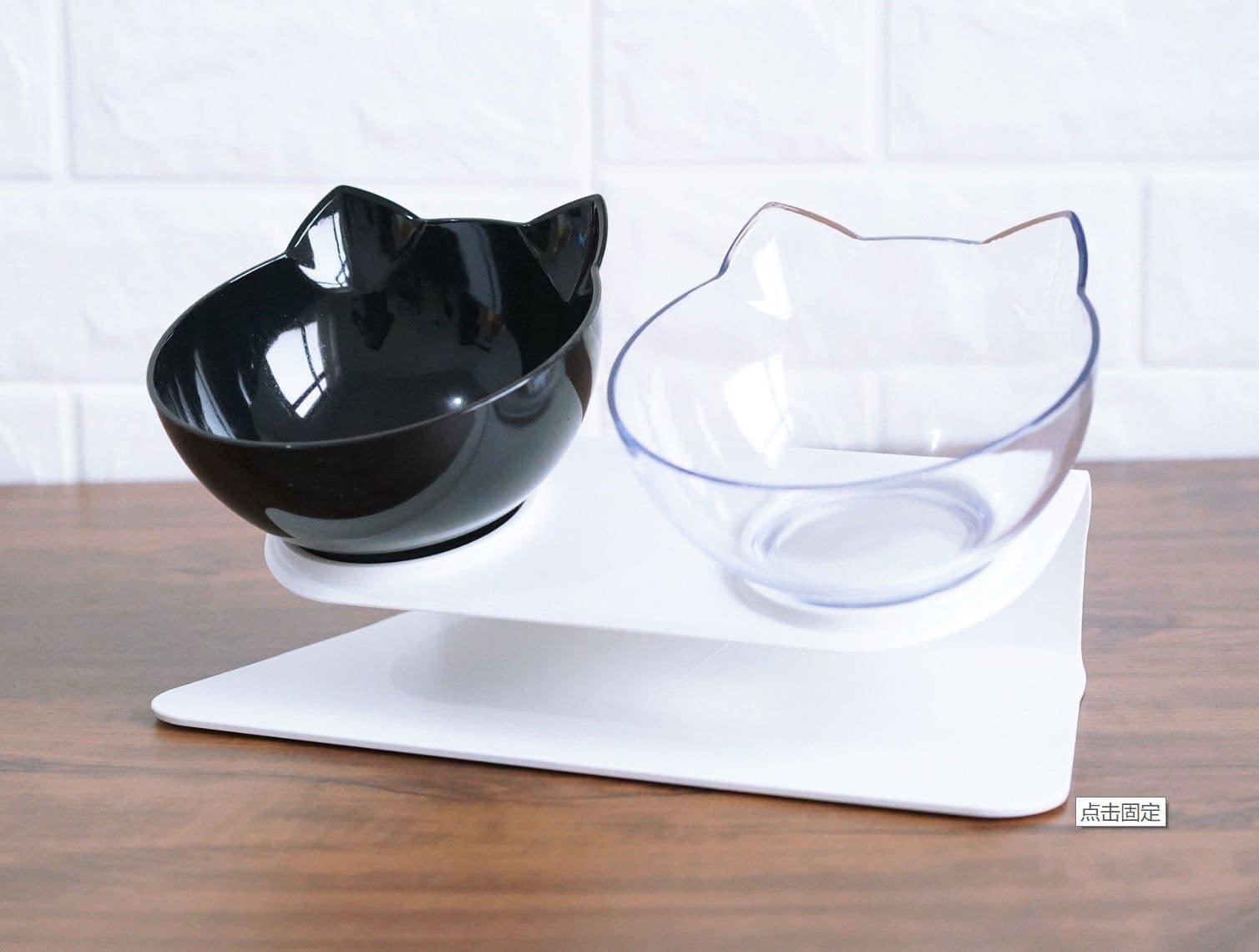 image-New Inclined Food Cat Ear Oblique Mouth Transparent Single Pet Bowl